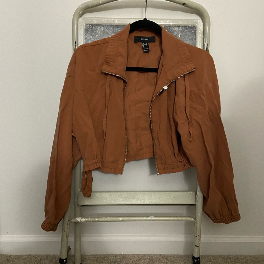 Forever 21, Orange Cropped Jacket, Size Small